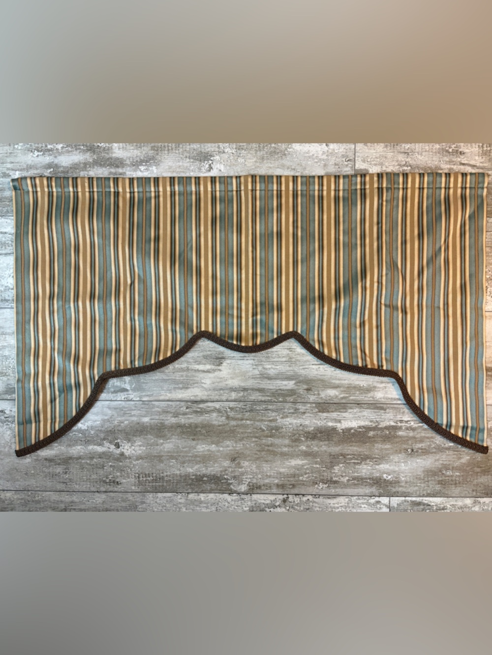 Regency Cornice Style Valance in Teal, Tan & Brown